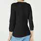Suéter feminino Maison Jules com gola redonda e manga 3/4, preto, tamanho pequeno