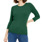 Suéter feminino Maison Jules com gola redonda canelada, verde, tamanho médio