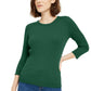 Suéter feminino Maison Jules com gola redonda canelada, verde, tamanho médio