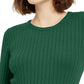 Suéter feminino Maison Jules com gola redonda canelada, verde, tamanho extragrande