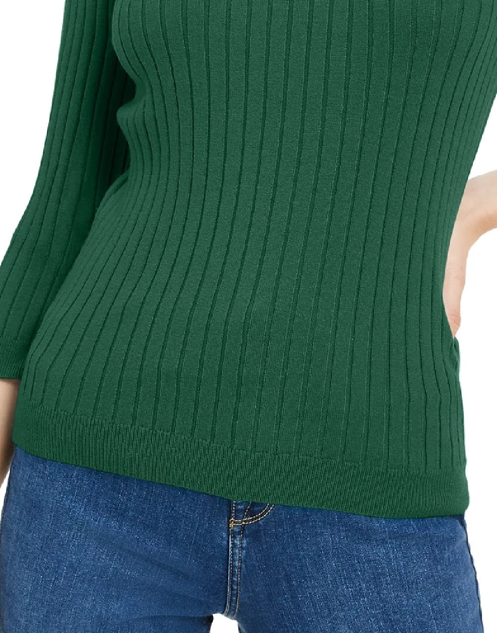 Suéter feminino Maison Jules com gola redonda canelada, verde, tamanho extragrande