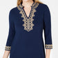 Vestido feminino Charter Club com acabamento trançado, azul, tamanho médio