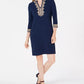 Vestido feminino Charter Club com acabamento trançado, azul, tamanho médio
