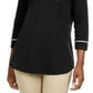 Camiseta feminina Karen Scott Petite Piping-Trim, preta, tamanho médio
