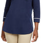 Camiseta feminina Karen Scott com acabamento em viés, azul, tamanho pequeno e pequeno