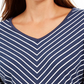 Karen Scott Blusa Listrada Feminina Gola V Azul Tamanho P
