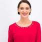 Karen Scott Top de algodão com ilhós feminino, novo, vermelho, tamanho grande