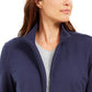 Jaqueta feminina Karen Scott Sport French Terry com acabamento em fita, azul, tamanho pequeno