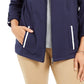 Jaqueta feminina Karen Scott Sport French Terry com acabamento em fita, azul, tamanho pequeno