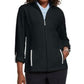Jaqueta feminina Karen Scott Sport French Terry com acabamento em fita, preta, tamanho extra grande
