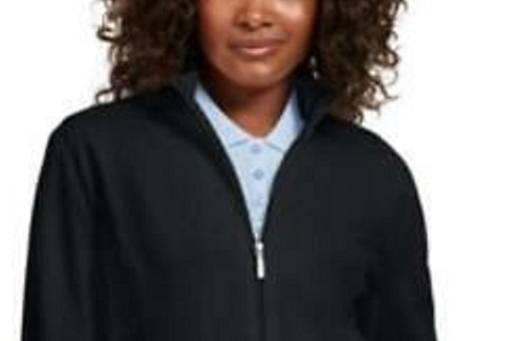 Jaqueta feminina Karen Scott Sport French Terry com acabamento em fita, preta, tamanho extra grande