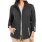 Jaqueta feminina Karen Scott Sport French Terry com acabamento em fita, preta, tamanho XXG