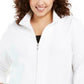 Jaqueta feminina Karen Scott Sport French Terry com acabamento em fita, branca, tamanho pequeno