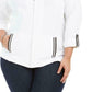 Jaqueta feminina Karen Scott Sport French Terry com acabamento em fita, branca, tamanho pequeno