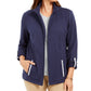Jaqueta feminina Karen Scott Sport French Terry com acabamento em fita, tamanho azul marinho, extra grande