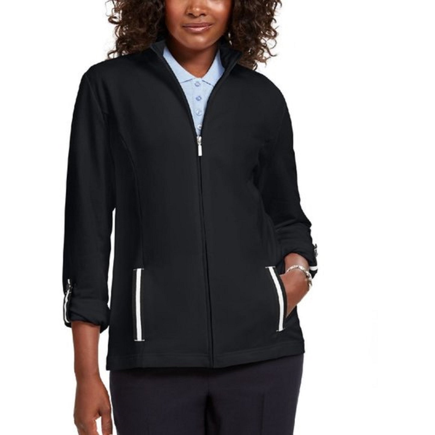 Jaqueta Karen Scott Plus Size French Terry Feminina Preta Tamanho XX-G