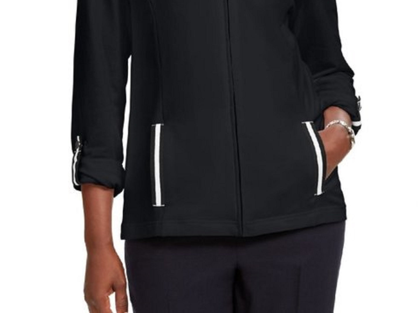 Jaqueta Karen Scott Plus Size French Terry Feminina Preta Tamanho XX-G
