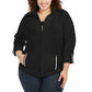 Jaqueta Karen Scott Plus Size French Terry Feminina Preta Tamanho O-S