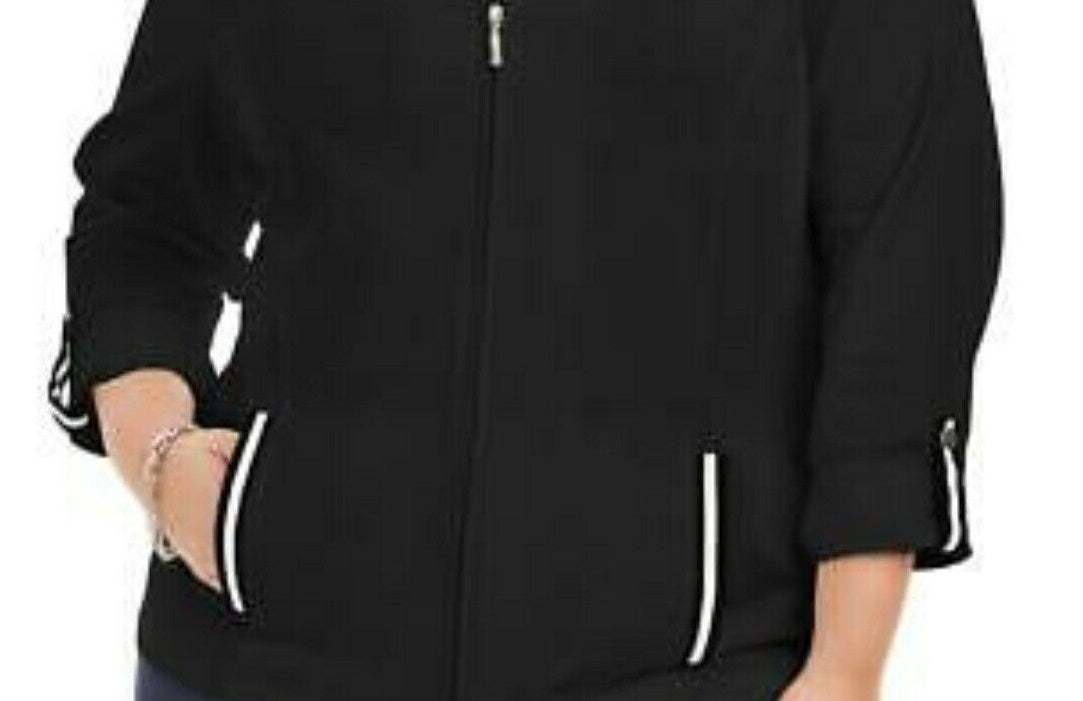 Jaqueta Karen Scott Plus Size French Terry Feminina Preta Tamanho O-S