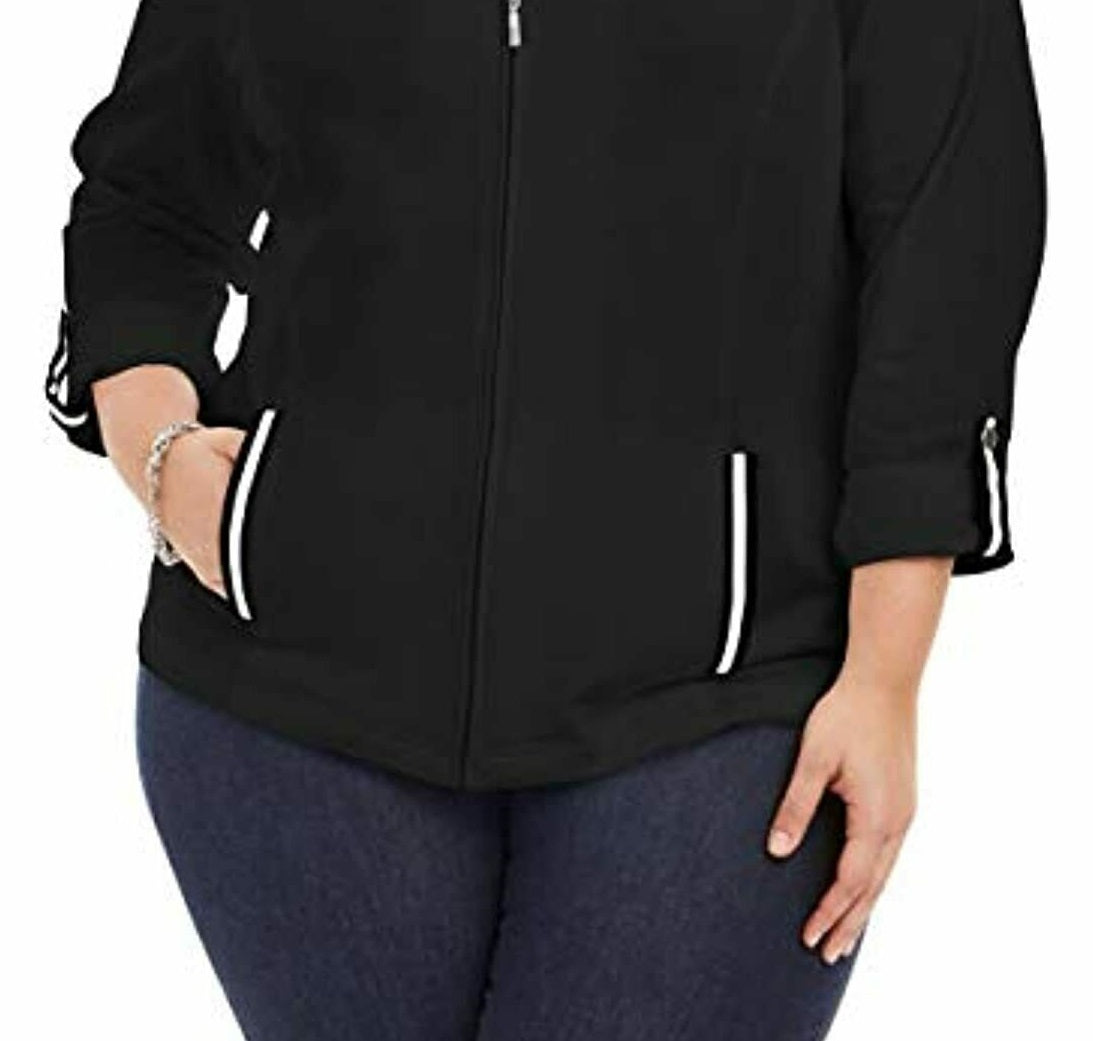 Jaqueta Karen Scott Plus Size French Terry Feminina Preta Tamanho 2 GG