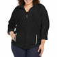 Jaqueta Karen Scott Plus Size French Terry Feminina Preta Tamanho 1X
