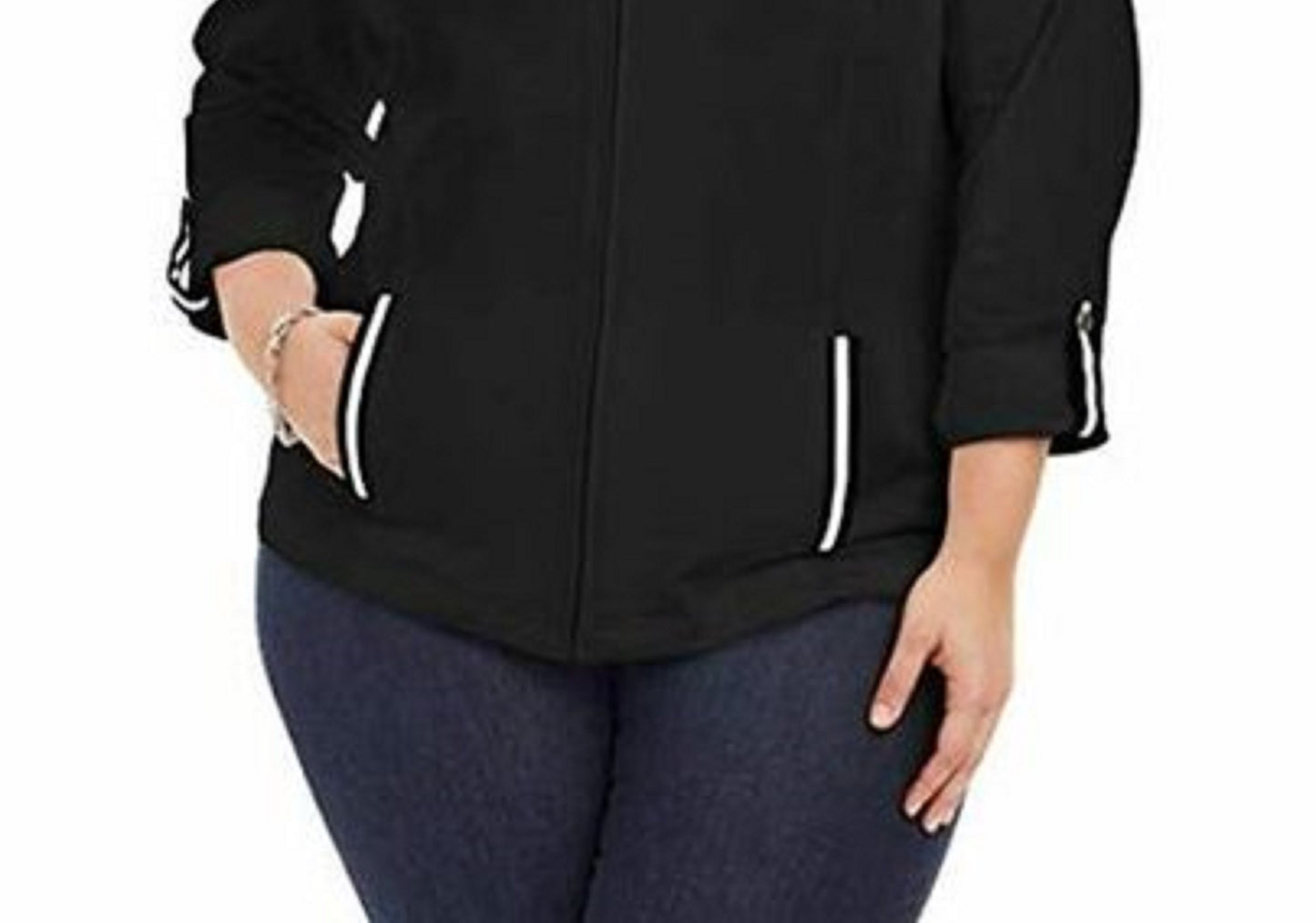 Jaqueta Karen Scott Plus Size French Terry Feminina Preta Tamanho 1X