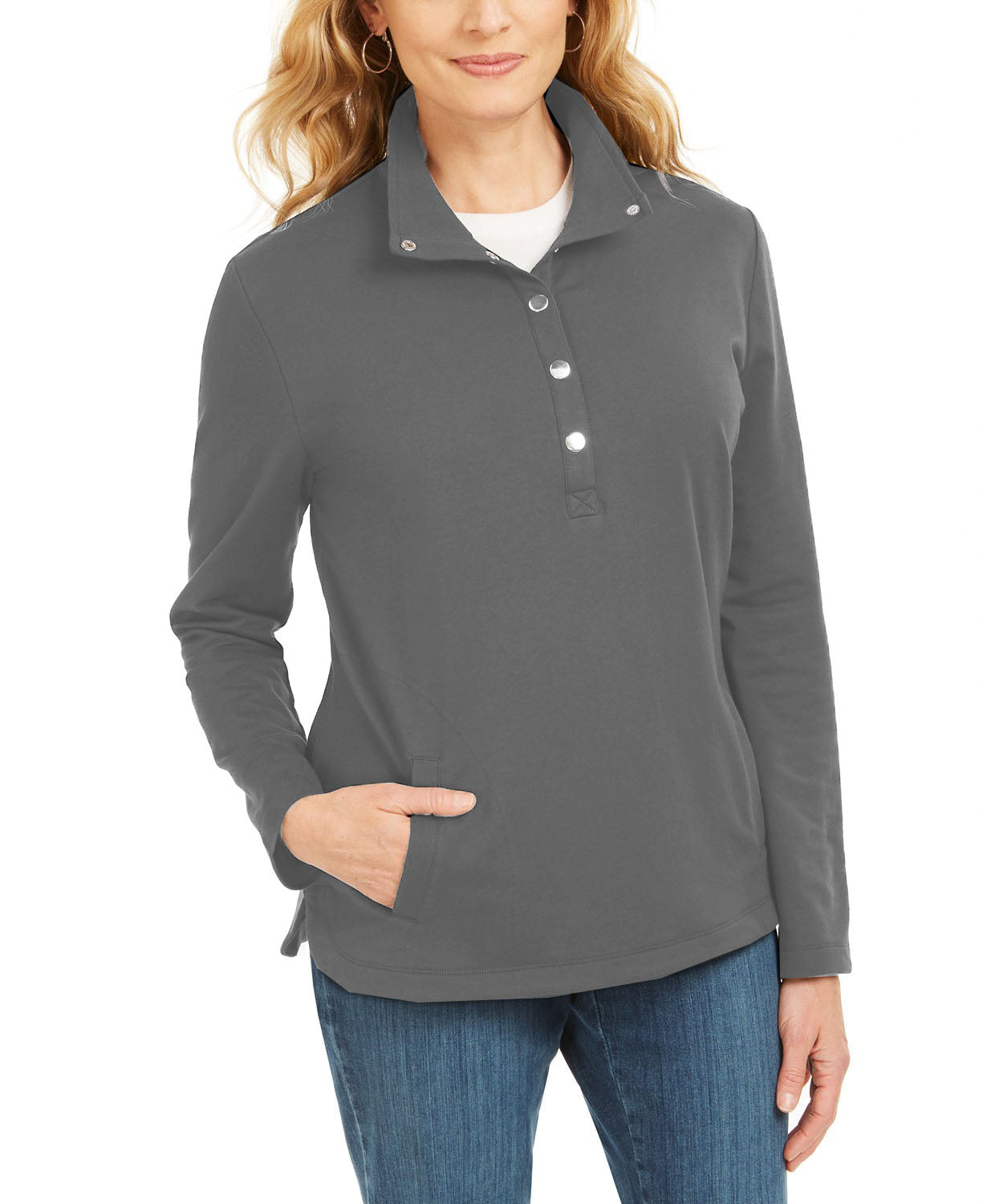Karen Scott Sport Top Feminino Gola Alta com Bainha Ventilada Cinza Médio Tamanho P