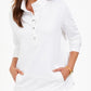 Karen Scott Sport Top Feminino Gola Alta e Bainha Ventilada, Branco, Tamanho Médio