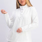 Karen Scott Sport Top Feminino Gola Alta e Bainha Ventilada, Branco, Tamanho Médio