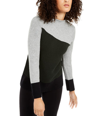 Suéter Alfani Feminino Colorblocked Cinza Tamanho Extra Grande
