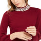 Blusa feminina Alfani com gola pérola, vinho, tamanho grande