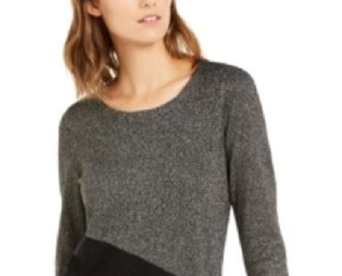 Blusa Alfani Feminina Assimétrica Colorblocked Shimmer Preto Profundo Dourado Tamanho Grande