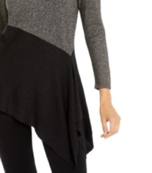 Blusa Alfani Feminina Assimétrica Colorblocked Shimmer Preto Profundo Dourado Tamanho Grande