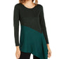 Blusa Alfani Feminina Assimétrica Colorblocked Shimmer Verde Tamanho P