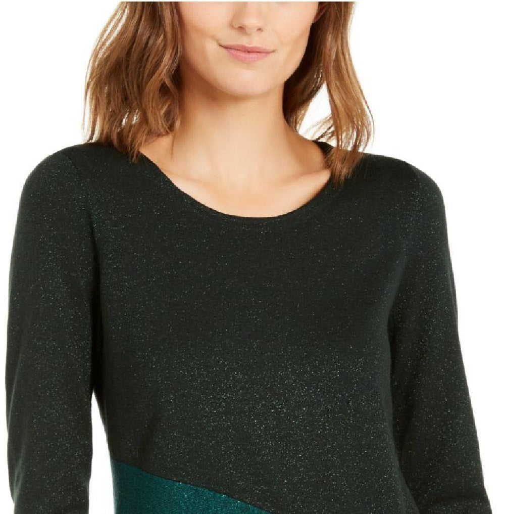 Blusa Alfani Feminina Assimétrica Colorblocked Shimmer Verde Tamanho X-S