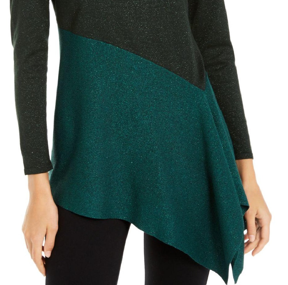 Blusa Alfani Feminina Assimétrica Colorblocked Shimmer Verde Tamanho X-S