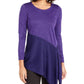 Blusa Alfani Feminina Assimétrica Colorblocked Shimmer Roxa Tamanho Médio