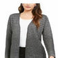 Cardigan Alfani Feminino Metálico Aberto na Frente Cinza Tamanho Médio