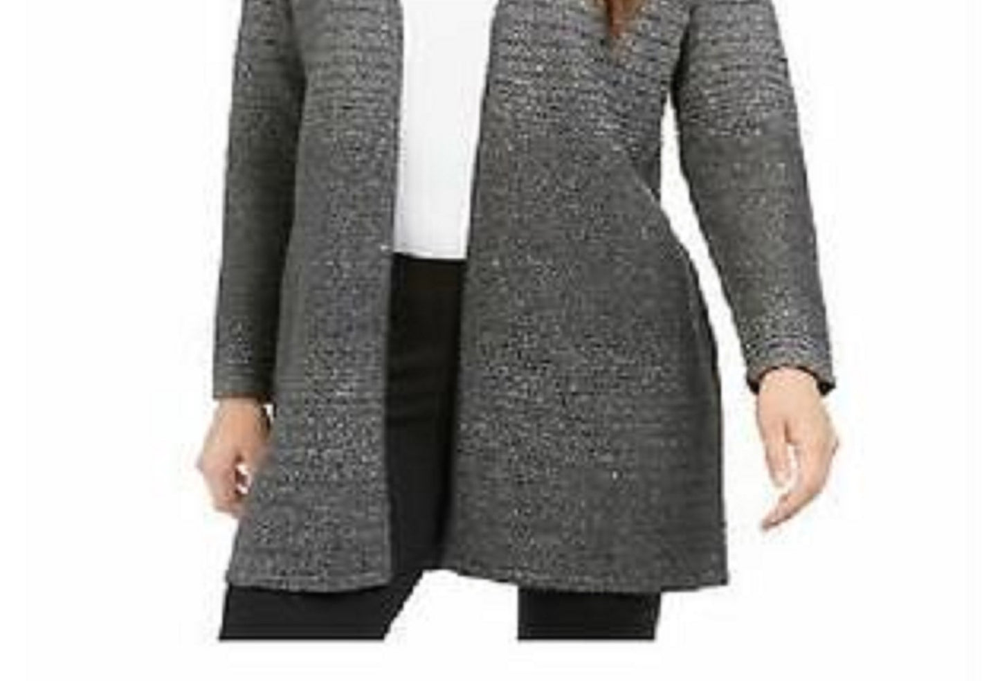 Cardigan Alfani Feminino Metálico Aberto na Frente Cinza Tamanho Médio