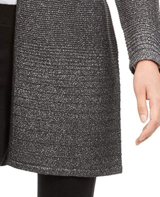 Cardigan metálico canelado feminino Alfani, cinza, tamanho pequeno