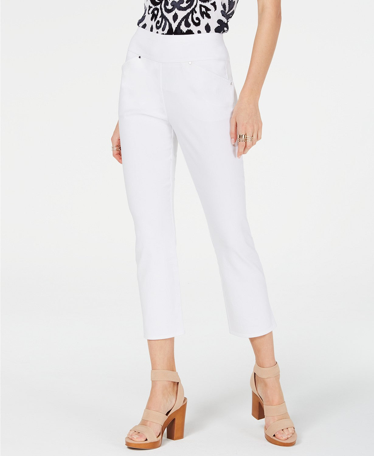 Calça skinny cropped feminina INC International Concepts, branca, tamanho 14