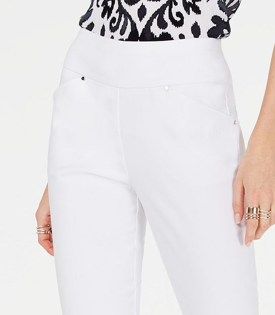 Calça skinny cropped feminina INC International Concepts, branca, tamanho 14