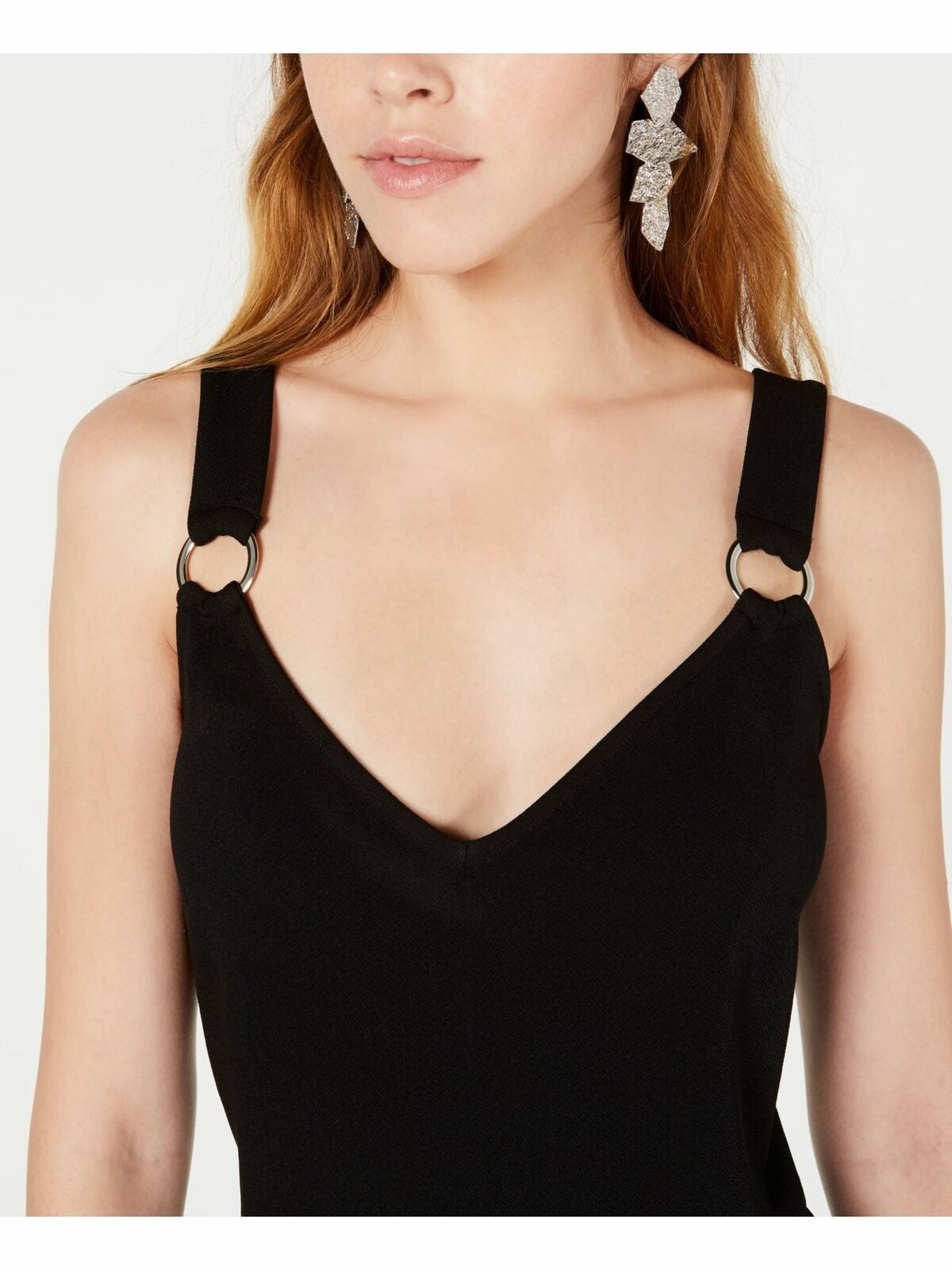 Macacão curto feminino Bar III com argola em O, preto, tamanho 2