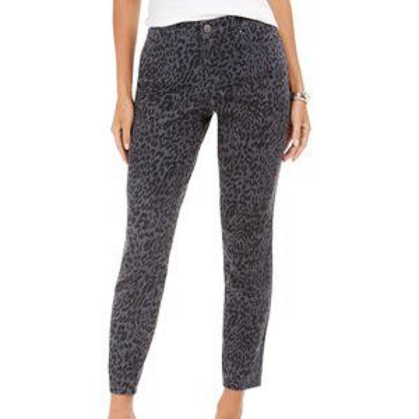 Calça jeans skinny estampada feminina Style &amp; Co Curvy-Fit cinza tamanho 4