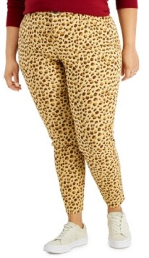 Jeans skinny feminino estilo &amp; co com estampa animal curvilínea, dourado, tamanho 8, pequeno