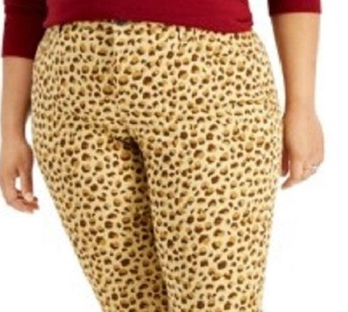 Jeans skinny feminino estilo &amp; co com estampa animal curvilínea, dourado, tamanho 8, pequeno