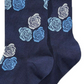 Meias sociais florais azul-marinho Bar II MensI com suporte de arco sem costura