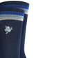 Meias masculinas Bar III com estampa floral bordada, tamanho regular, azul marinho