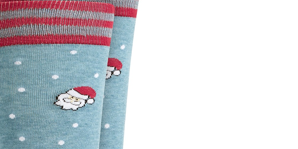 Meias de Papai Noel Masculinas Bar III Azul Tamanho Regular