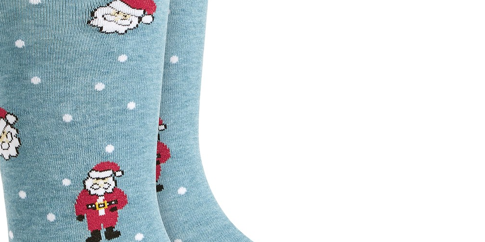 Meias de Papai Noel Masculinas Bar III Azul Tamanho Regular